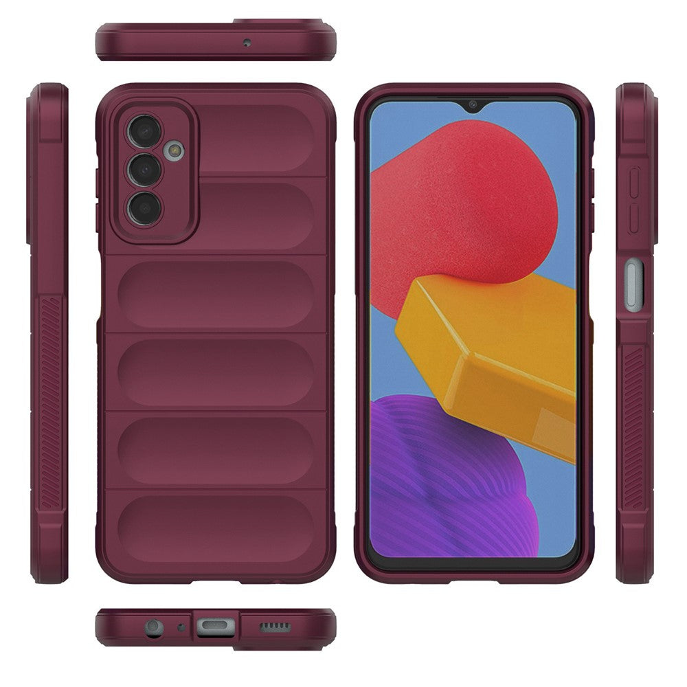 For Samsung Galaxy M13 4G Precise Cutout Anti-drop Protective Phone Cover Rugged Back TPU Case - Wine Red