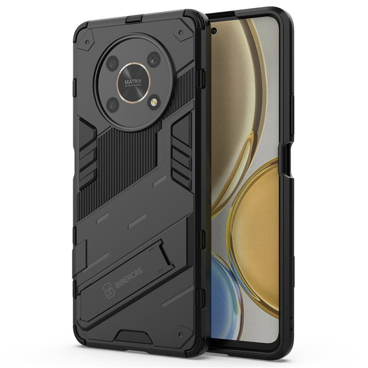 For Honor X9 4G / 5G / X30 5G Drop-proof Hybrid TPU + PC Case Kickstand Protective Phone Back Cover - Black