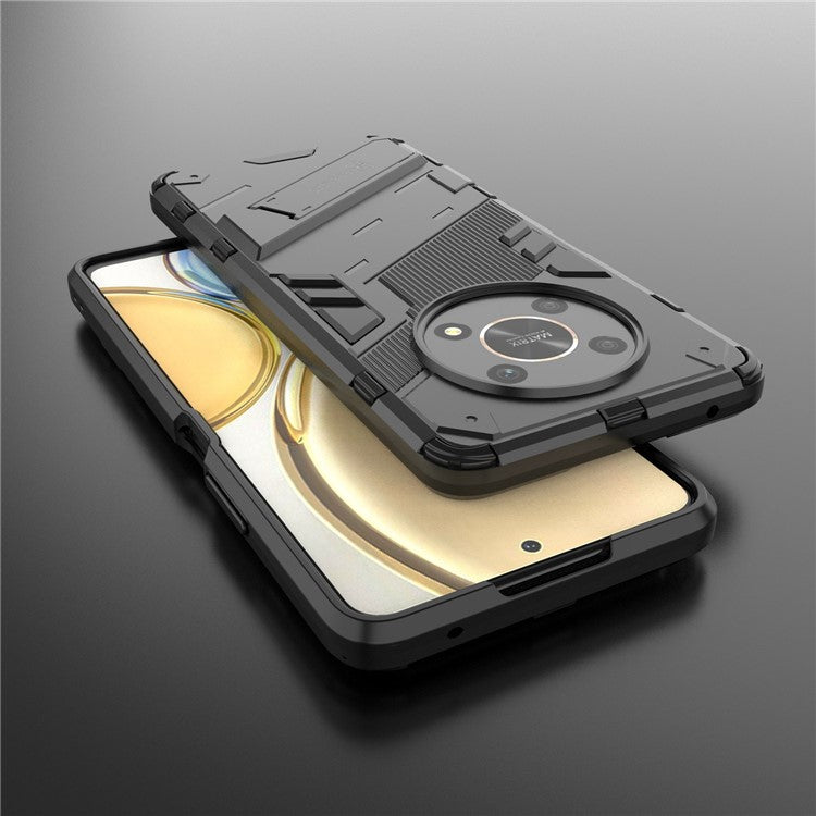 For Honor X9 4G / 5G / X30 5G Drop-proof Hybrid TPU + PC Case Kickstand Protective Phone Back Cover - Black
