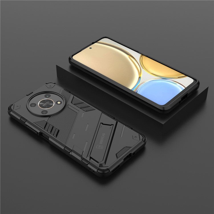 For Honor X9 4G / 5G / X30 5G Drop-proof Hybrid TPU + PC Case Kickstand Protective Phone Back Cover - Black