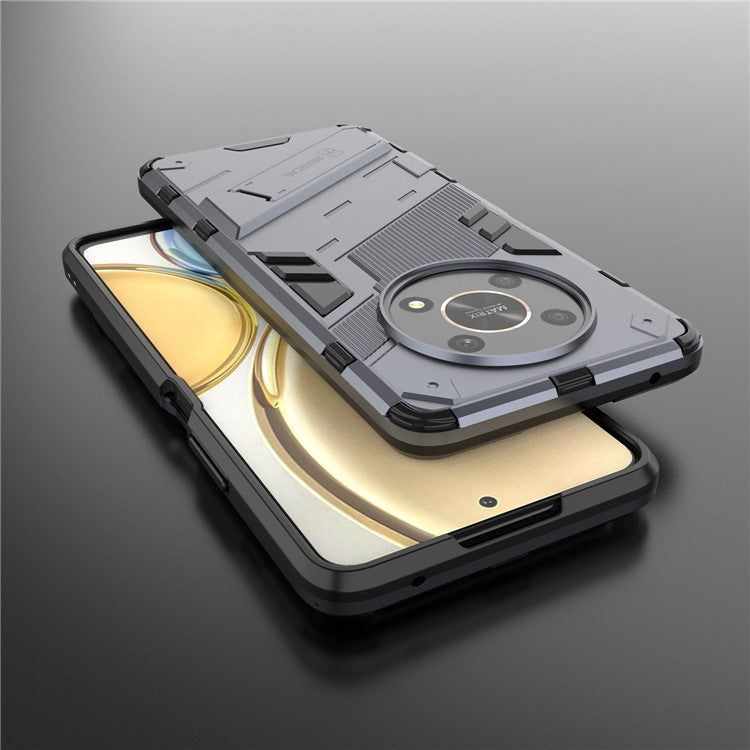 For Honor X9 4G / 5G / X30 5G Drop-proof Hybrid TPU + PC Case Kickstand Protective Phone Back Cover - Dark Blue