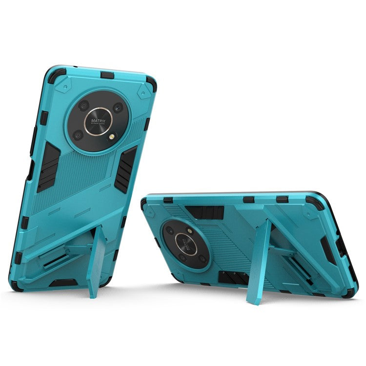 For Honor X9 4G / 5G / X30 5G Drop-proof Hybrid TPU + PC Case Kickstand Protective Phone Back Cover - Baby Blue