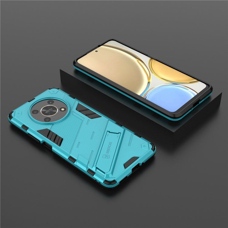For Honor X9 4G / 5G / X30 5G Drop-proof Hybrid TPU + PC Case Kickstand Protective Phone Back Cover - Baby Blue