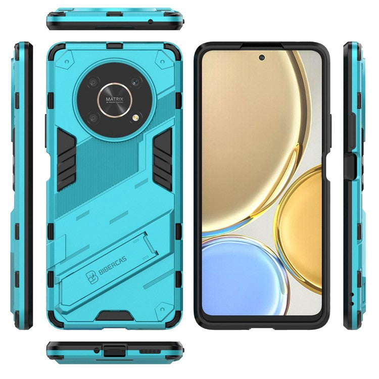 For Honor X9 4G / 5G / X30 5G Drop-proof Hybrid TPU + PC Case Kickstand Protective Phone Back Cover - Baby Blue