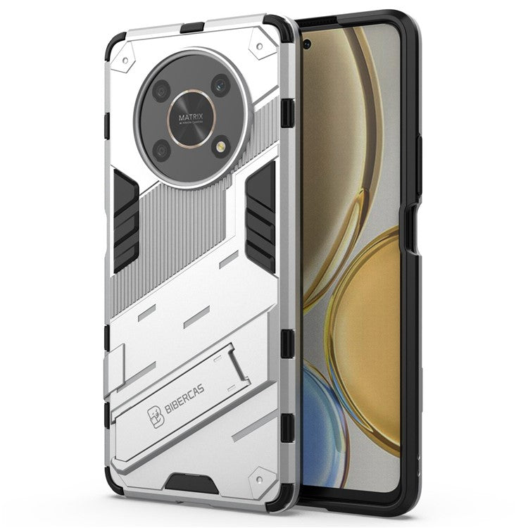 For Honor X9 4G / 5G / X30 5G Drop-proof Hybrid TPU + PC Case Kickstand Protective Phone Back Cover - White