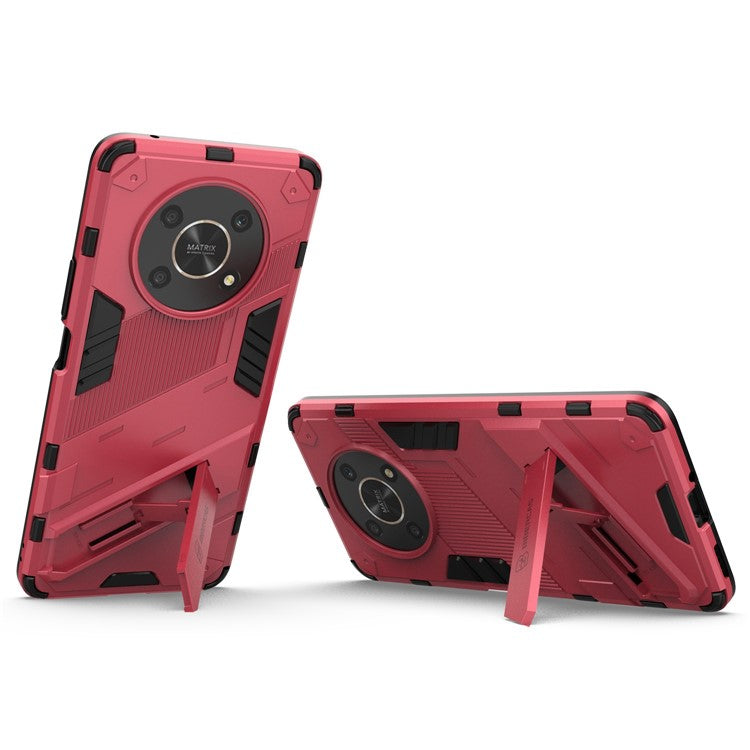 For Honor X9 4G / 5G / X30 5G Drop-proof Hybrid TPU + PC Case Kickstand Protective Phone Back Cover - Rose