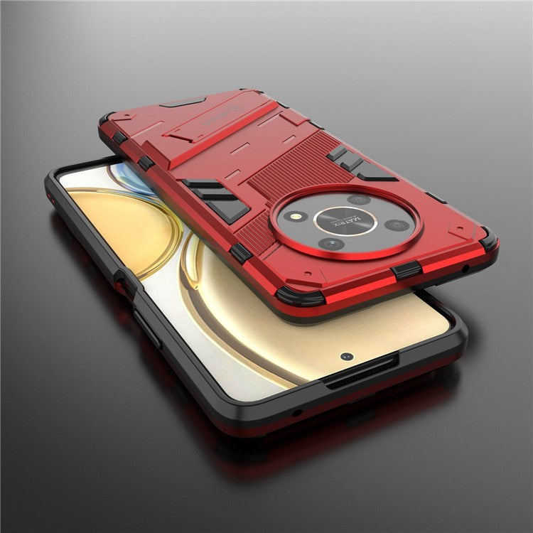 For Honor X9 4G / 5G / X30 5G Drop-proof Hybrid TPU + PC Case Kickstand Protective Phone Back Cover - Red