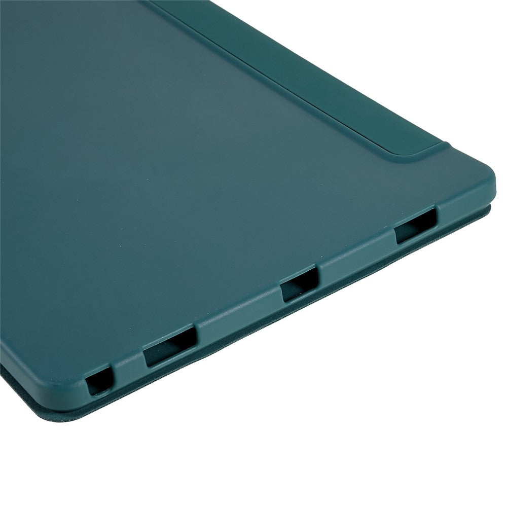 For Lenovo Tab M10 Plus (3rd Gen) / Xiaoxin Pad 2022 10.6 inch Light Thin Anti-wear PU Tablet Case Matte TPU Trifold Stand Cover - Dark Green
