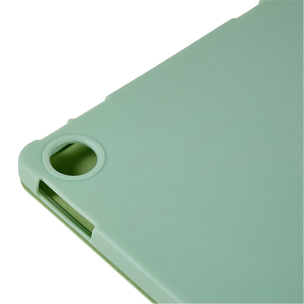 For Lenovo Tab M10 Plus (3rd Gen) / Xiaoxin Pad 2022 10.6 inch Light Thin Anti-wear PU Tablet Case Matte TPU Trifold Stand Cover - Light Green