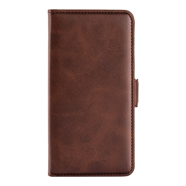 For Honor Magic4 Pro 5G Double Magnetic Clasp Folio Flip Phone Case Textured PU Leather Stand Wallet Cover - Brown