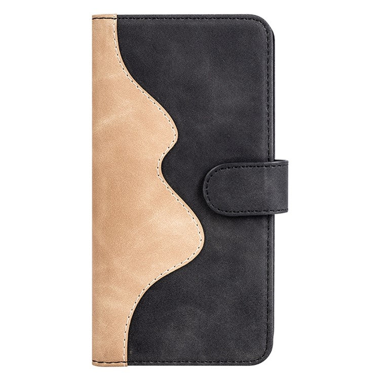 For Honor Magic4 Pro 5G Color Splicing Phone Case Foldable Stand PU Leather Shockproof Wallet Cover - Black