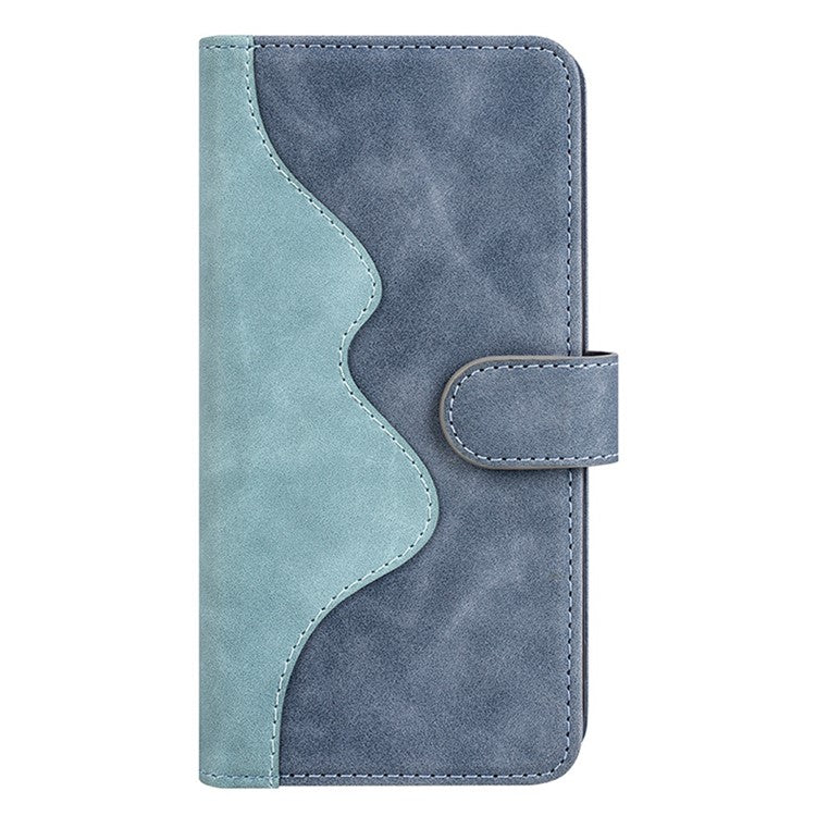 For Honor Magic4 Pro 5G Color Splicing Phone Case Foldable Stand PU Leather Shockproof Wallet Cover - Blue