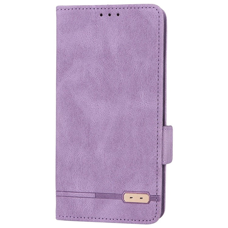 For Realme C30 4G Hardware Decor Cell Phone Case PU Leather Wallet Stand Shockproof Well-protected Shell - Purple