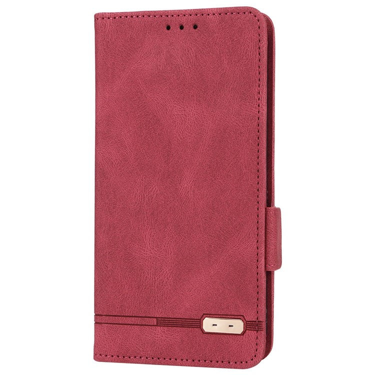 For Realme C30 4G Hardware Decor Cell Phone Case PU Leather Wallet Stand Shockproof Well-protected Shell - Rose