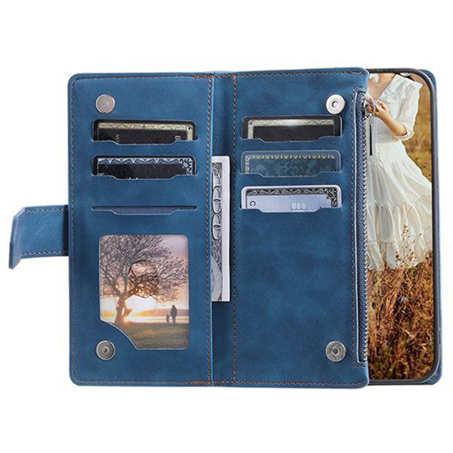 005 Style For Samsung Galaxy S20 FE 4G / 5G / S20 FE 2022 / S20 Lite, PU Leather Anti-scratch Rhombus Texture Phone Case Zipper Pocket Wallet Stand Cover with Lanyard / Strap - Blue