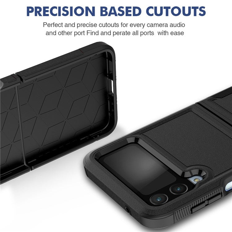 For Samsung Galaxy Z Flip4 5G Hard PC + Soft TPU Protective Phone Cover Anti-drop Hybrid Case - Black