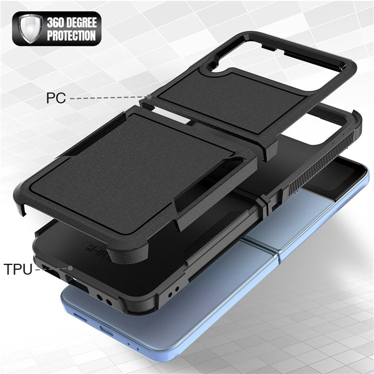 For Samsung Galaxy Z Flip4 5G Hard PC + Soft TPU Protective Phone Cover Anti-drop Hybrid Case - Black