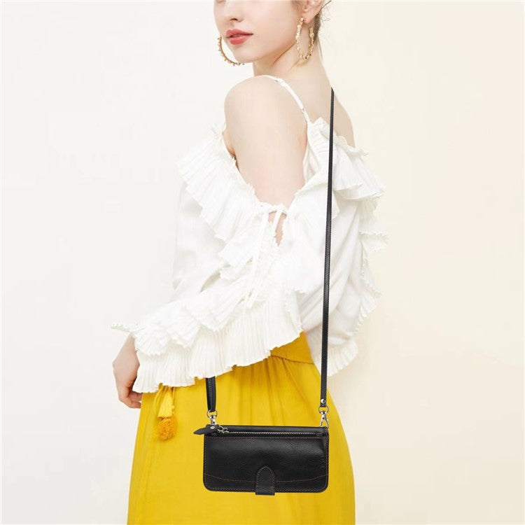 For Google Pixel 7 5G Stand Wallet PU Leather + TPU Phone Case Zipper Pocket Magnetic Closing Shell with Long / Short Straps - Black