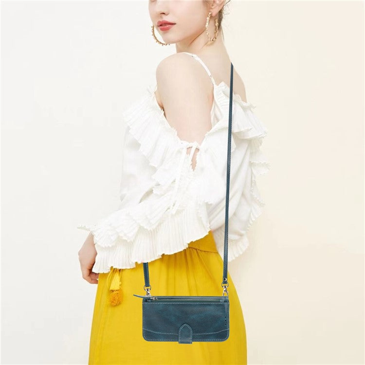 For Google Pixel 7 5G Stand Wallet PU Leather + TPU Phone Case Zipper Pocket Magnetic Closing Shell with Long / Short Straps - Green