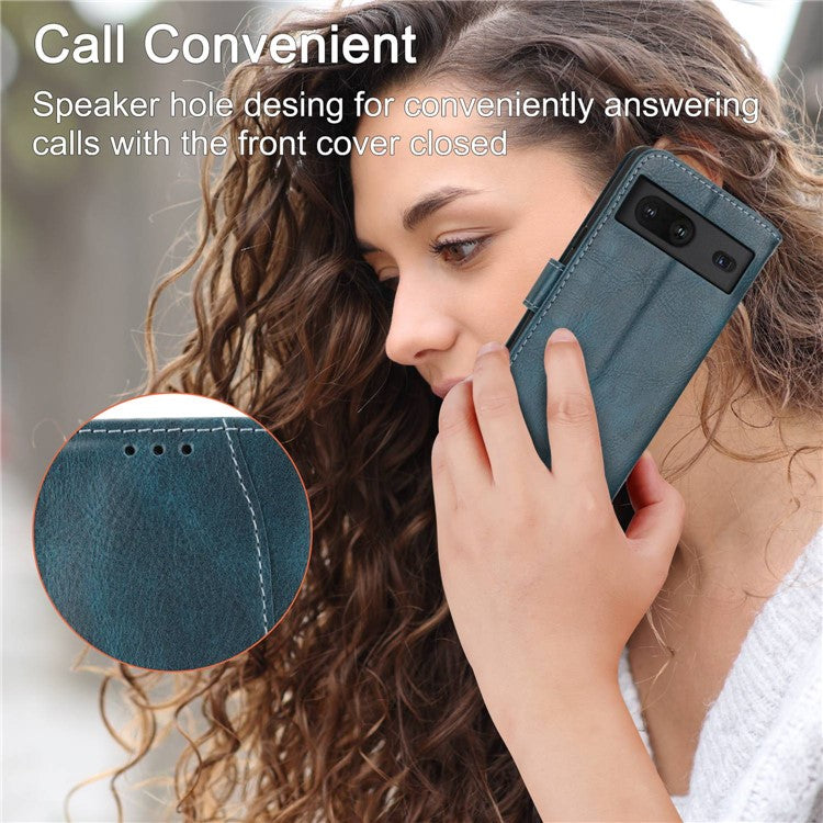 For Google Pixel 7 5G Stand Wallet PU Leather + TPU Phone Case Zipper Pocket Magnetic Closing Shell with Long / Short Straps - Green