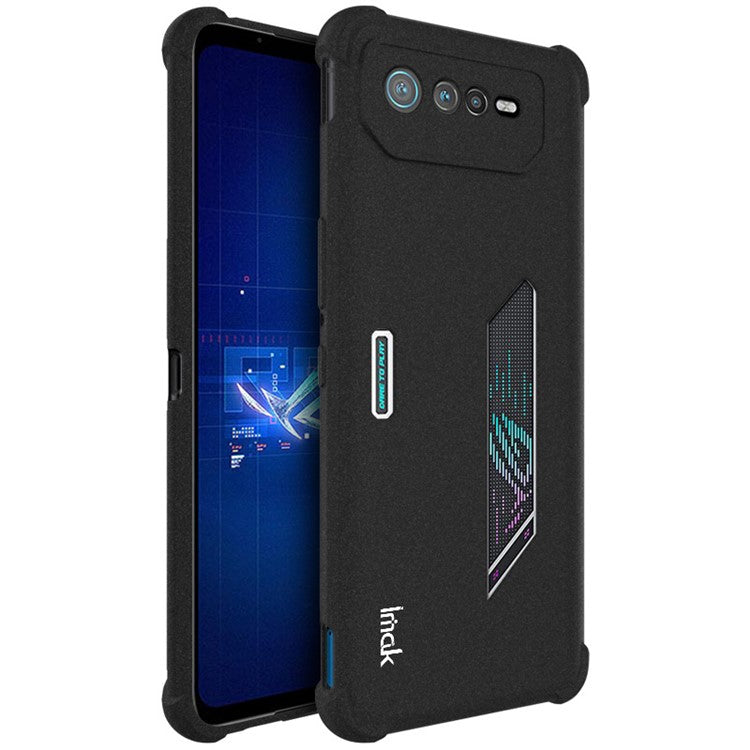 IMAK for Asus ROG Phone 6 5G Matte Texture Drop-proof Airbag TPU Wear-resistant Mobile Phone Case Shell - Black