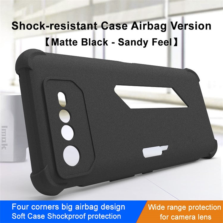 IMAK for Asus ROG Phone 6 5G Matte Texture Drop-proof Airbag TPU Wear-resistant Mobile Phone Case Shell - Black