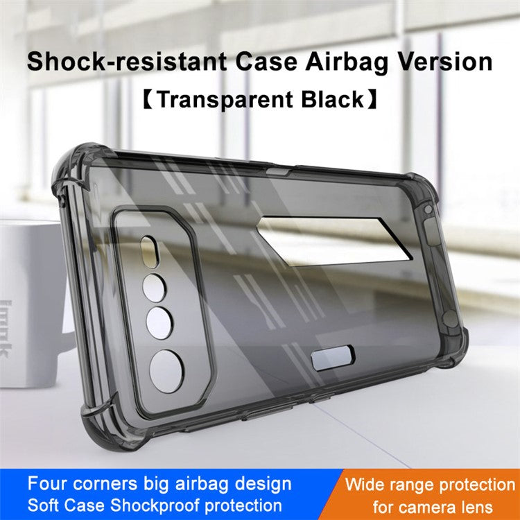 IMAK For Asus ROG Phone 6 5G Airbag Drop-proof Phone Case Wear-resistant Flexible TPU Cover - Transparent Black