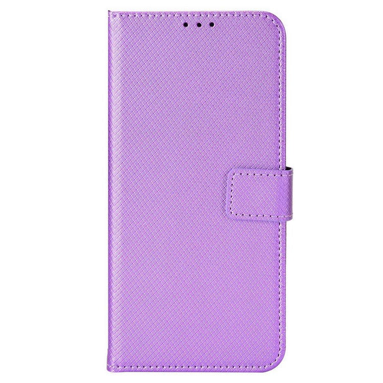 For TECNO Spark 9 Pro 4G (KH7) / Spark 9T 4G PU Leather Case Wallet Stand Diamond Texture Flip Case with Strap - Purple