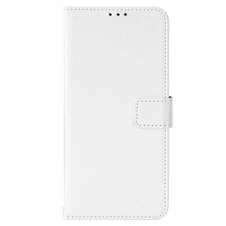 For TECNO Spark 9 Pro 4G (KH7) / Spark 9T 4G PU Leather Case Wallet Stand Diamond Texture Flip Case with Strap - White