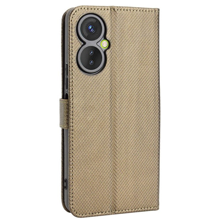For TECNO Spark 9 Pro 4G (KH7) / Spark 9T 4G PU Leather Case Wallet Stand Diamond Texture Flip Case with Strap - Brown