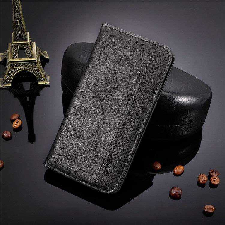 For TECNO Spark 9 Pro 4G (KH7) / Spark 9T 4G Retro PU Leather Cover Stand Flip Wallet Cover - Black