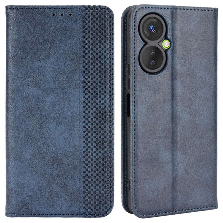 For TECNO Spark 9 Pro 4G (KH7) / Spark 9T 4G Retro PU Leather Cover Stand Flip Wallet Cover - Blue