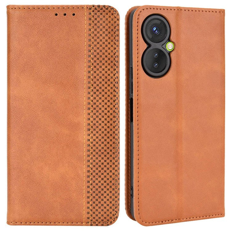 For TECNO Spark 9 Pro 4G (KH7) / Spark 9T 4G Retro PU Leather Cover Stand Flip Wallet Cover - Brown