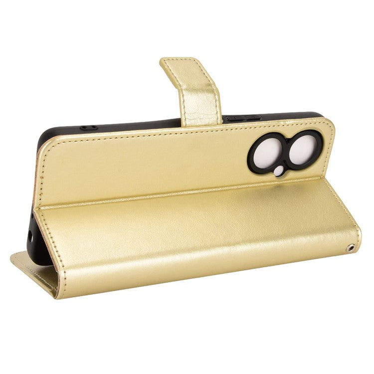 For TECNO Spark 9 Pro 4G (KH7) / Spark 9T 4GPU Leather Wallet Case Crazy Horse Texture Stand TPU Phone Cover - Gold