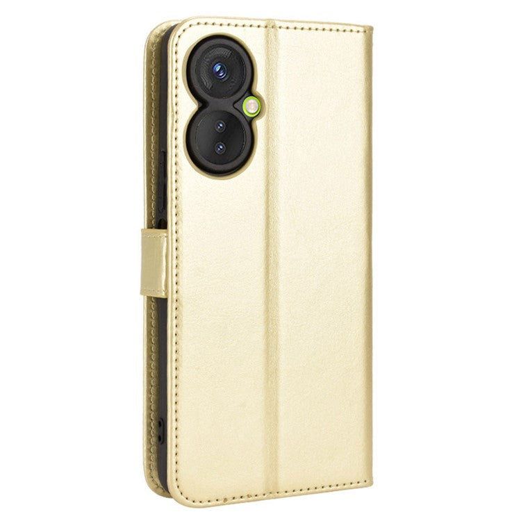 For TECNO Spark 9 Pro 4G (KH7) / Spark 9T 4GPU Leather Wallet Case Crazy Horse Texture Stand TPU Phone Cover - Gold