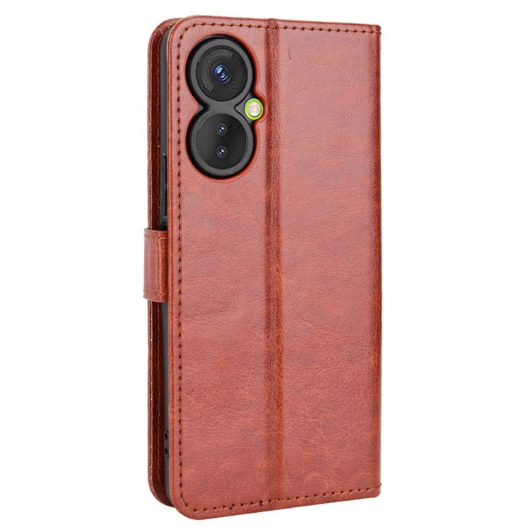 For TECNO Spark 9 Pro 4G (KH7) / Spark 9T 4G PU Leather Wallet Case Crazy Horse Texture Stand TPU Phone Cover - Brown