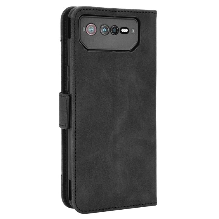 For Asus ROG Phone 6 5G / Phone 6 Pro 5G PU Leather Flip Folio Case Stand Function Multiple Card Slots Wallet Phone Cover - Black