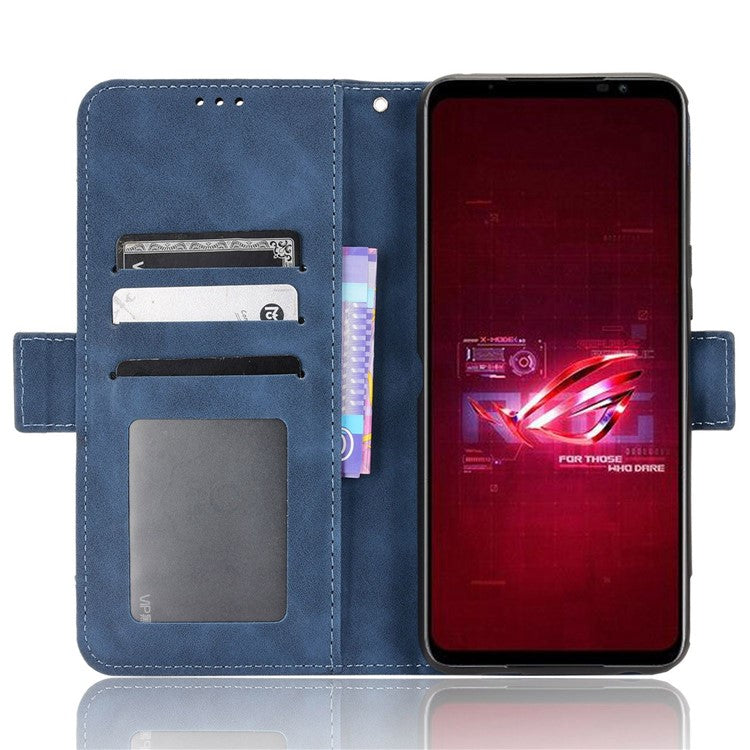 For Asus ROG Phone 6 5G / Phone 6 Pro 5G PU Leather Flip Folio Case Stand Function Multiple Card Slots Wallet Phone Cover - Blue