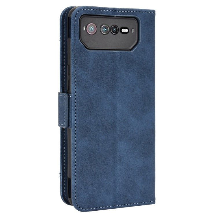 For Asus ROG Phone 6 5G / Phone 6 Pro 5G PU Leather Flip Folio Case Stand Function Multiple Card Slots Wallet Phone Cover - Blue
