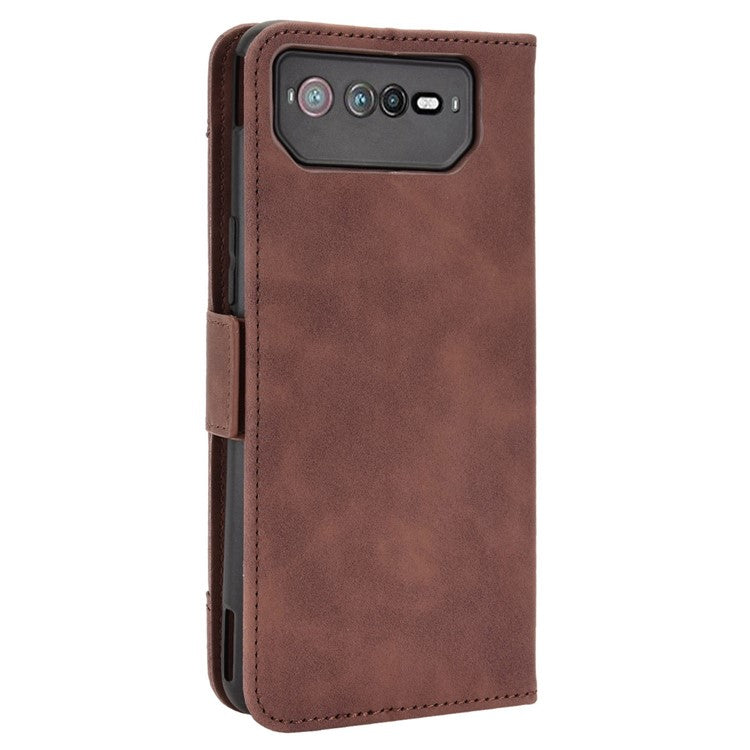For Asus ROG Phone 6 5G / Phone 6 Pro 5G PU Leather Flip Folio Case Stand Function Multiple Card Slots Wallet Phone Cover - Brown