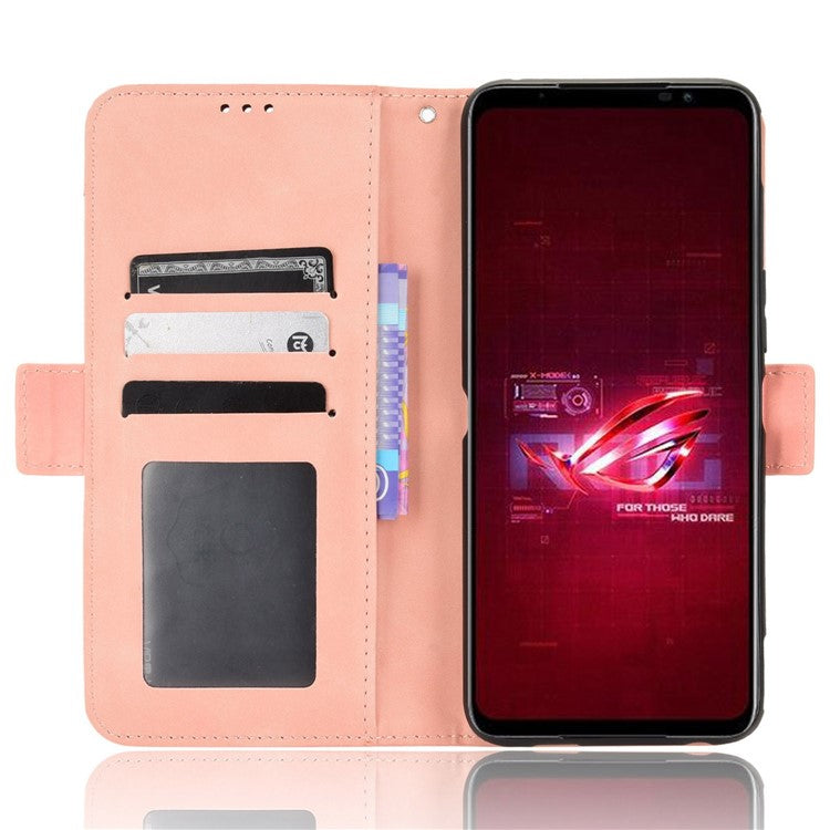 For Asus ROG Phone 6 5G / Phone 6 Pro 5G PU Leather Flip Folio Case Stand Function Multiple Card Slots Wallet Phone Cover - Pink