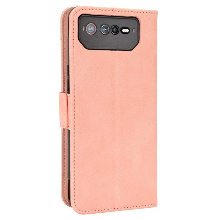 For Asus ROG Phone 6 5G / Phone 6 Pro 5G PU Leather Flip Folio Case Stand Function Multiple Card Slots Wallet Phone Cover - Pink