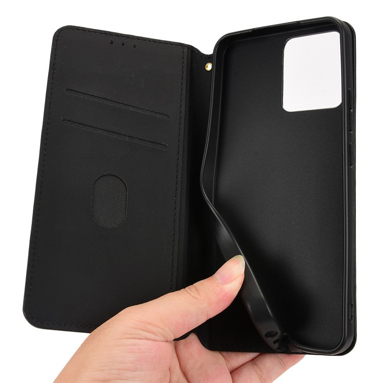 For Realme C30 4G Magnetic Auto-absorbed Stand Wallet Phone Case PU Leather Imprinting Rhombus Pattern Inner TPU Cover - Blue