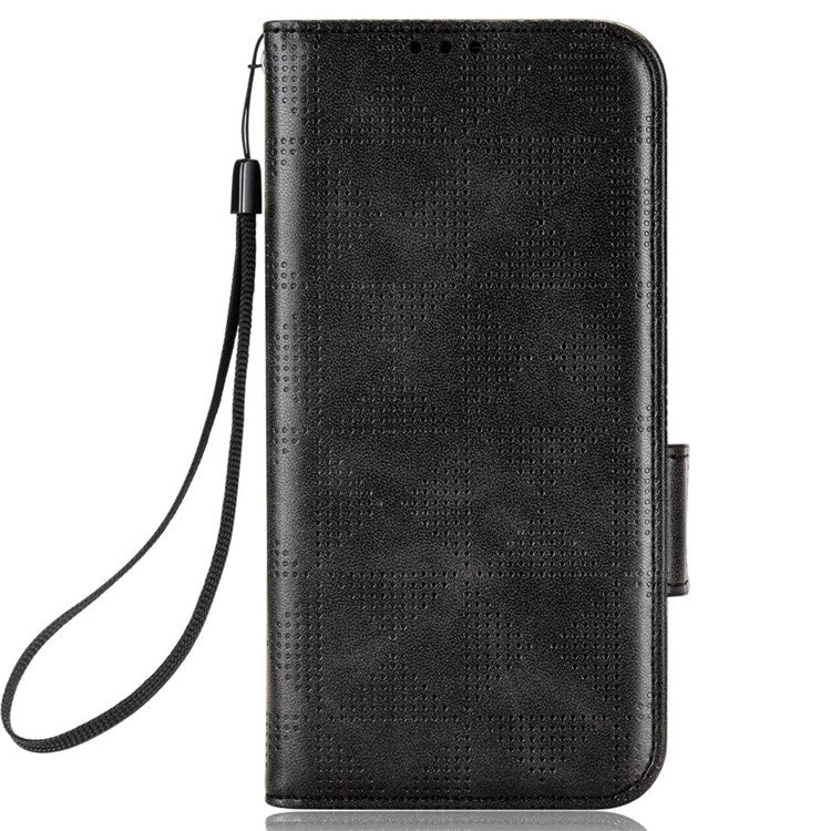 For Oppo A57 (2022) 5G / A77 5G / OnePlus Nord N300 5G / Realme Narzo 50 5G / V23 5G Anti-scratch Phone Case Triangle Pattern Imprinted Magnetic PU Leather Flip Wallet Cover Stand - Black