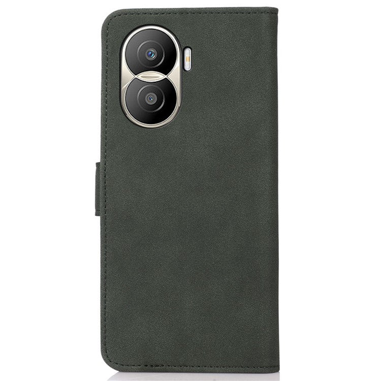 KHAZNEH For Honor X40i 5G Textured PU Leather Phone Drop-proof Case Magnetic Clasp Stand Wallet Cover - Green