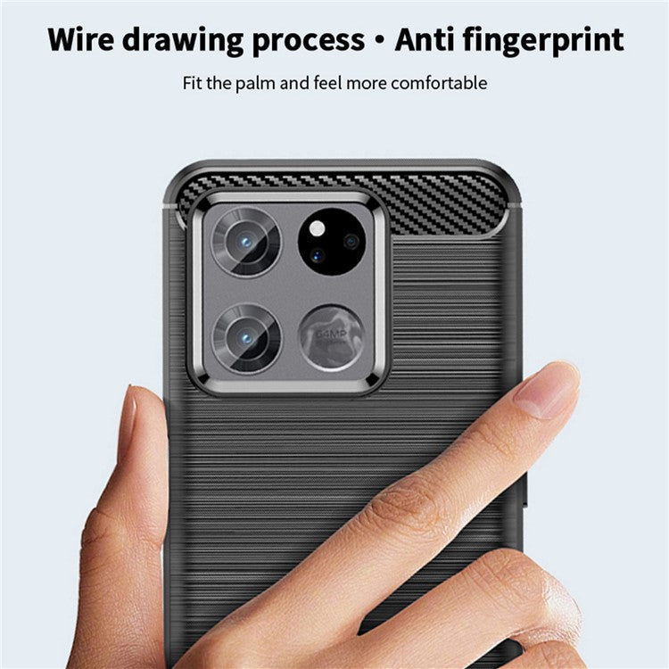 MOFI JK TPU Series-1 for OnePlus Ace Racing 5G Anti-dust Soft TPU Cell Phone Case Brushed Surface Carbon Fiber Phone Shell - Black