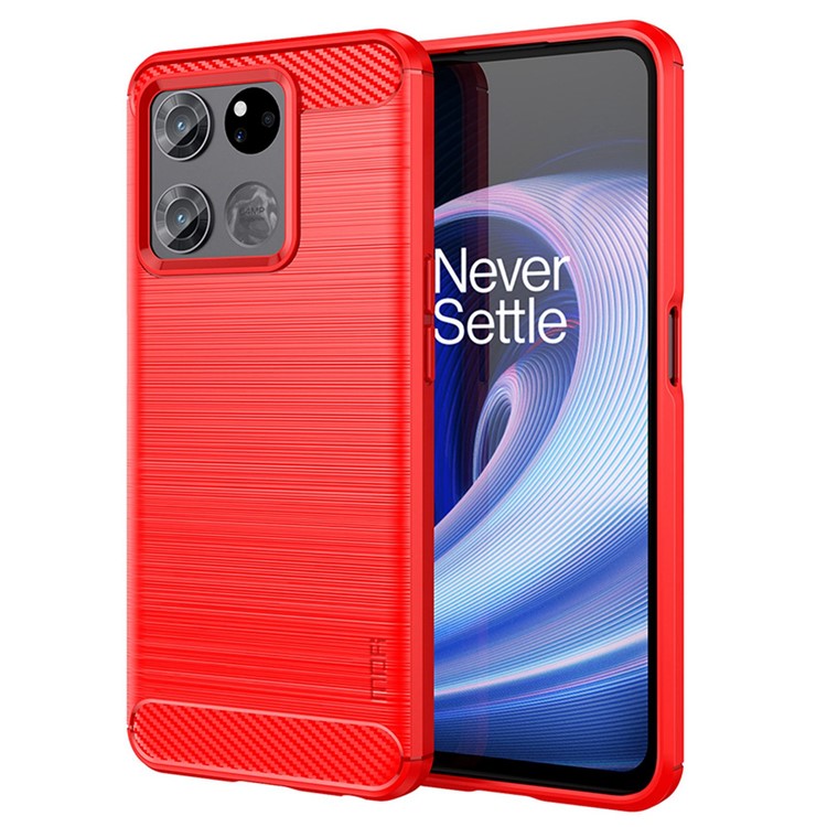 MOFI JK TPU Series-1 for OnePlus Ace Racing 5G Anti-dust Soft TPU Cell Phone Case Brushed Surface Carbon Fiber Phone Shell - Red
