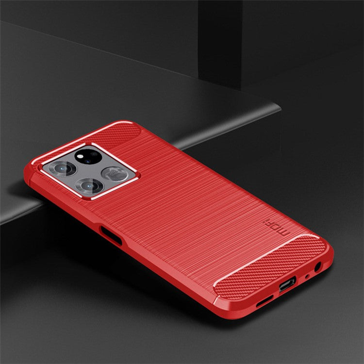 MOFI JK TPU Series-1 for OnePlus Ace Racing 5G Anti-dust Soft TPU Cell Phone Case Brushed Surface Carbon Fiber Phone Shell - Red