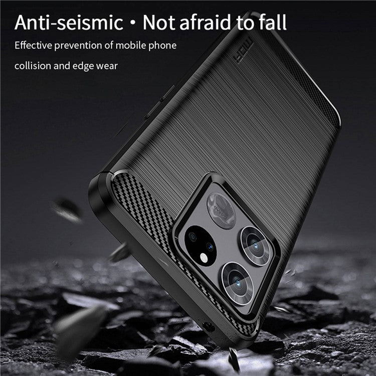 MOFI JK TPU Series-1 for OnePlus Ace Racing 5G Anti-dust Soft TPU Cell Phone Case Brushed Surface Carbon Fiber Phone Shell - Red