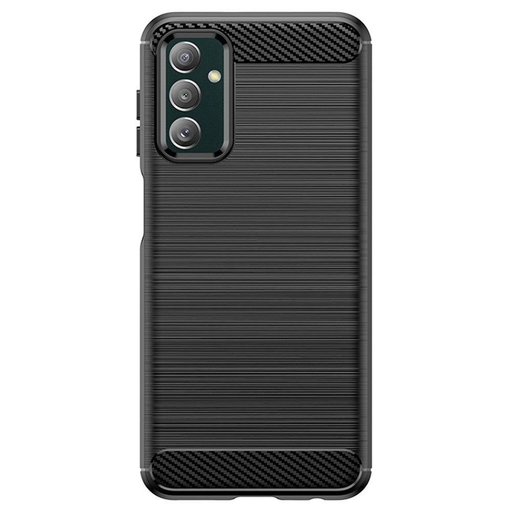 For Samsung Galaxy M13 4G / M13 (India) 4G / F13 4G / M23 5G / F23 5G Carbon Fiber Texture Soft TPU Case Drop-proof Brushed Phone Cover - Black